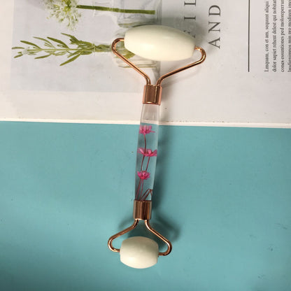 רולר עיסוי פנים מאבן ג’ייד טבעית למתיחת העור והפחתת נפיחות