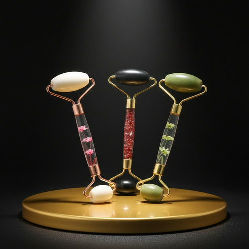 רולר עיסוי פנים מאבן ג’ייד טבעית למתיחת העור והפחתת נפיחות